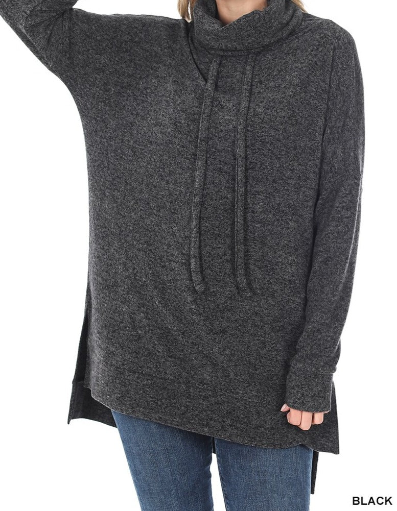 Zenana Brushed Melange Funnel Neck Sweater - Image 2