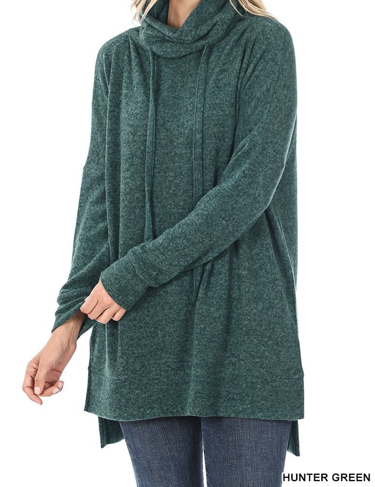 Zenana Brushed Melange Funnel Neck Sweater - Image 4